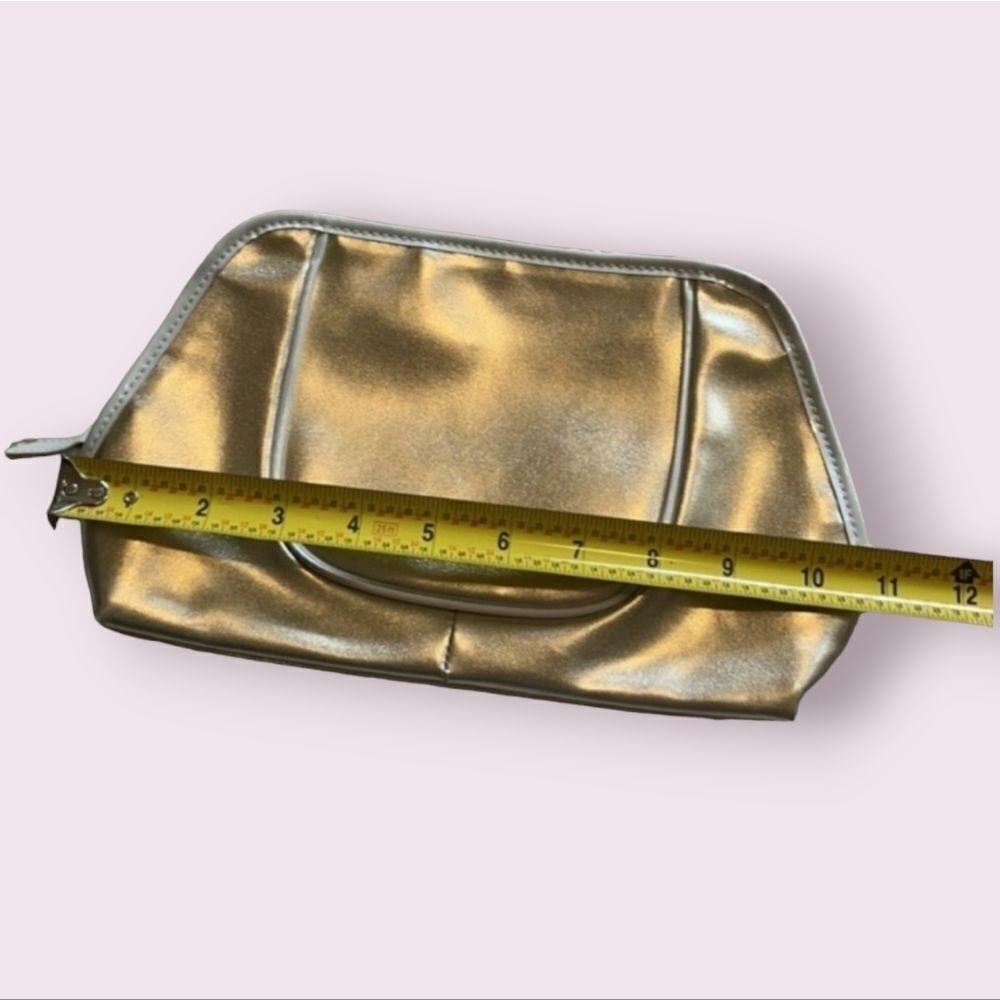 Lancôme Metallic Gold Makeup Bag Cosmetic Pouch Travel Case EUC - Picture 7 of 8